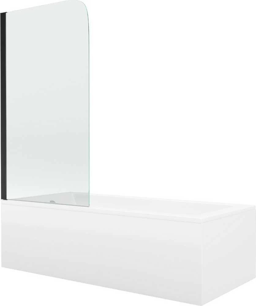 Vonia Mexen Cubik su apdaila ir stiklo sienele, 170x70 cm + 70 cm, baltas+I/swing/juodas