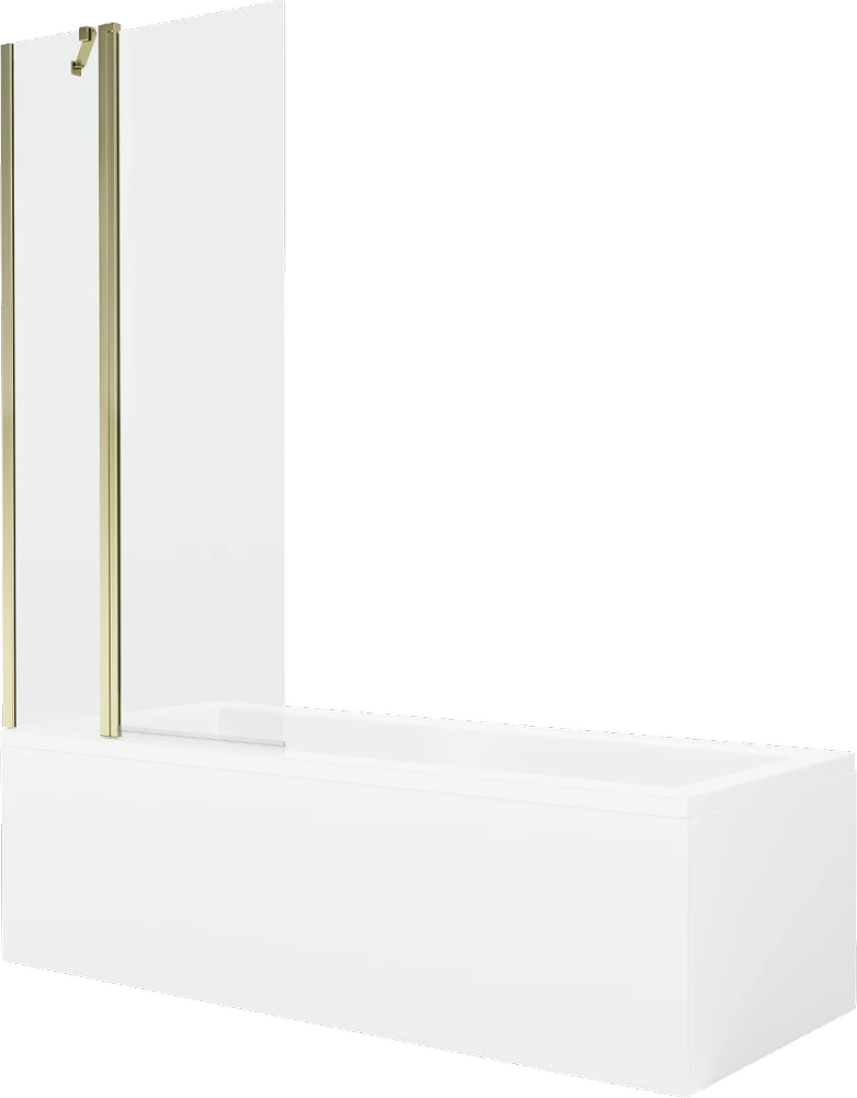 Vonia Mexen Cubik su apdaila ir stiklo sienele, 170x70 cm + 80 cm, Baltas+Gold/Transparent