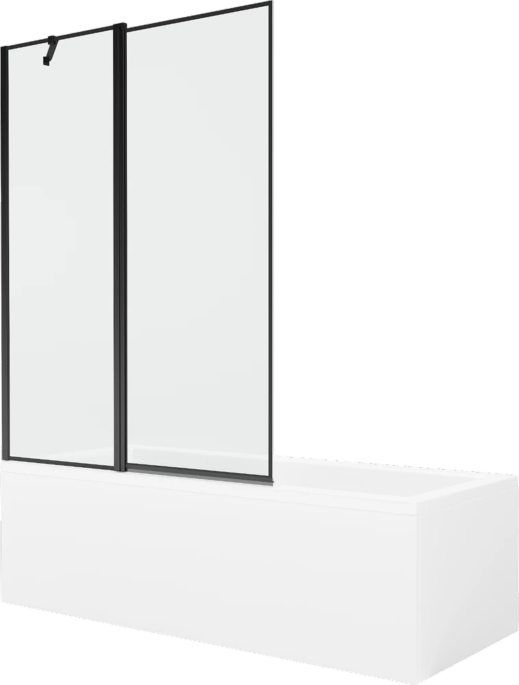 Vonia Mexen Cubik su apdaila ir stiklo sienele, 170x70 cm + 120 cm, Baltas+Juodas frame
