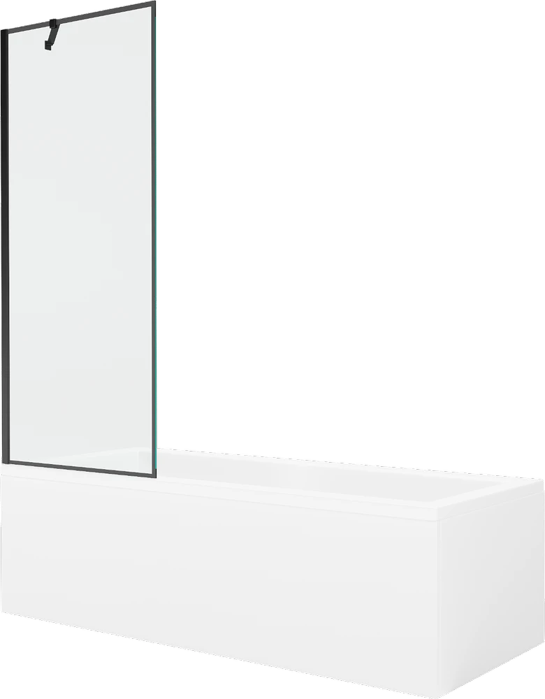 Vonia Mexen Cubik su apdaila ir stiklo sienele, 170x70 cm + 70 cm, Baltas+Juodas frame