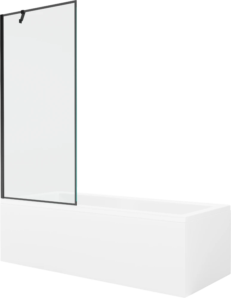 Vonia Mexen Cubik su apdaila ir stiklo sienele, 170x70 cm + 80 cm, Baltas+Juodas frame