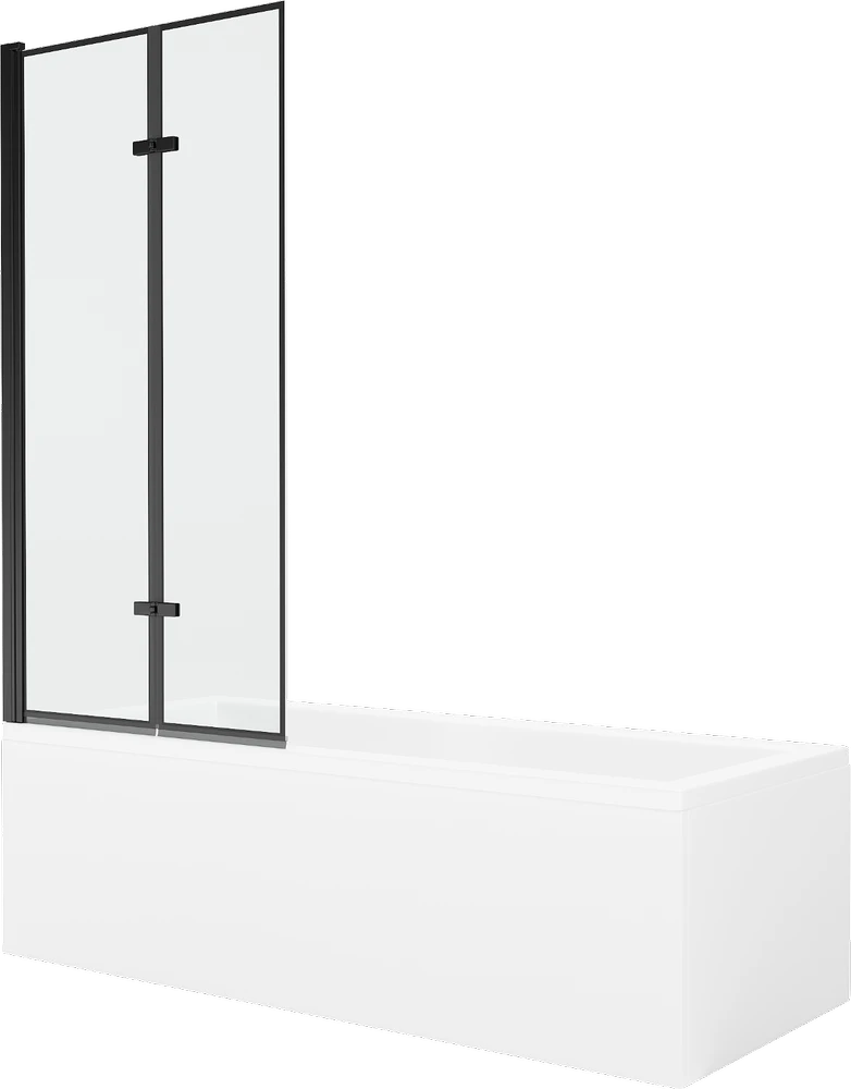 Vonia Mexen Cubik su apdaila ir stiklo sienele, 170x70 cm + 80 cm (II), Baltas+Juodas frame