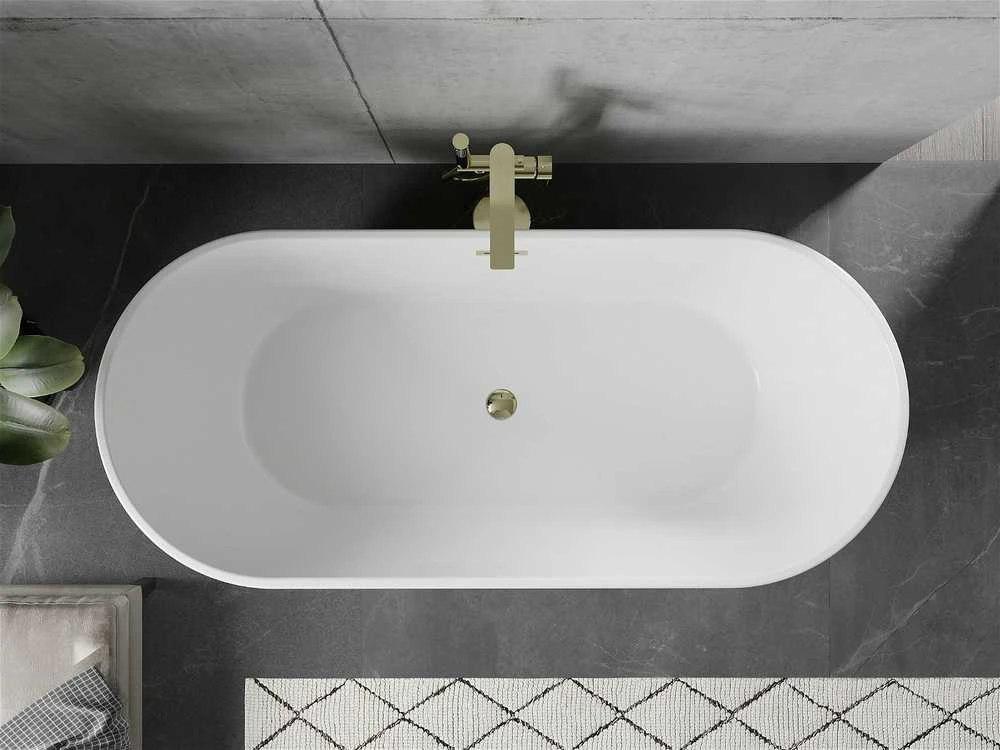 Vonia Mexen Flavia su sifonu, 150 x 75 cm, Baltas/Juodas+Gold