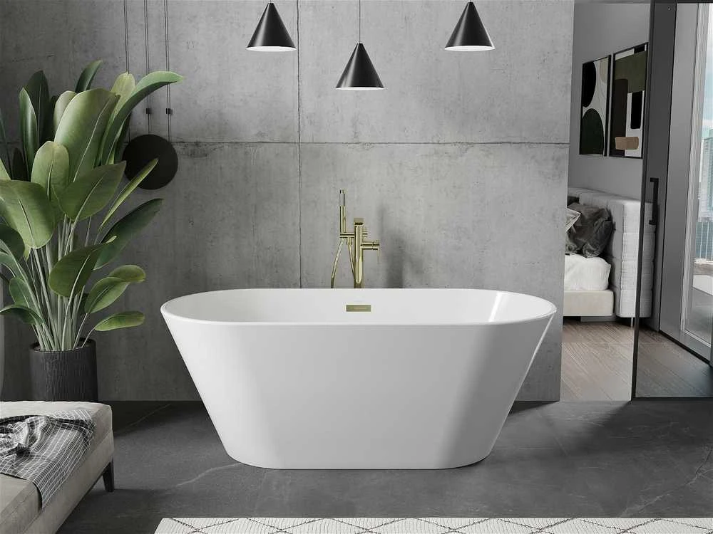 Vonia Mexen Flavia su sifonu, 160 x 74 cm, Baltas+Gold