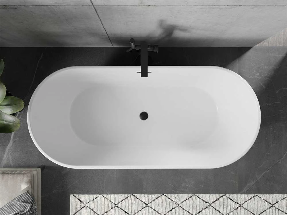 Vonia Mexen Flavia su sifonu, 160 x 74 cm, Baltas/Juodas+Juodas