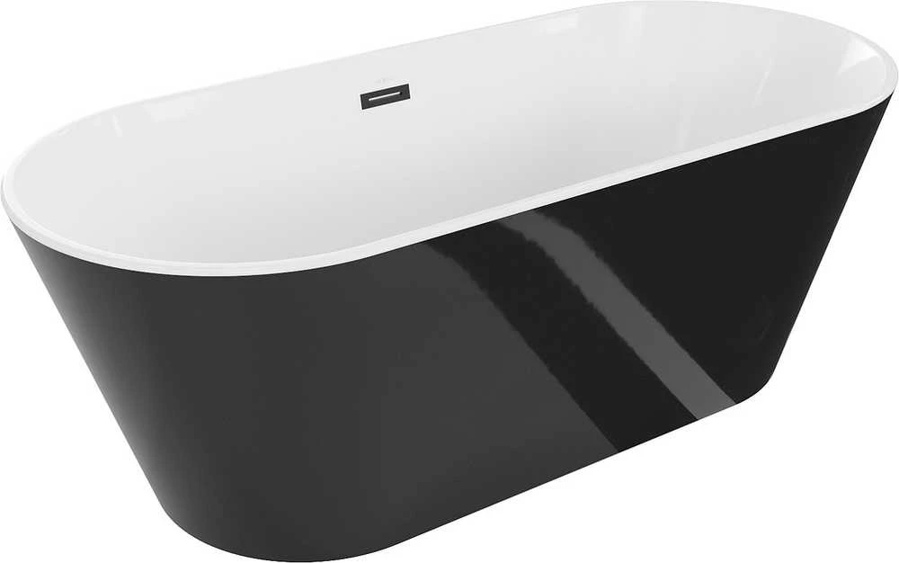 Vonia Mexen Flavia su sifonu, 160 x 74 cm, Baltas/Juodas+Juodas