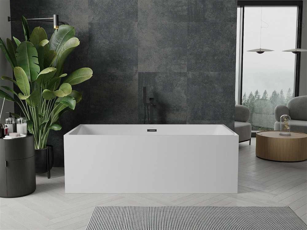 Vonia Mexen Nita su sifonu, 170 x 80 cm, Baltas+Juodas