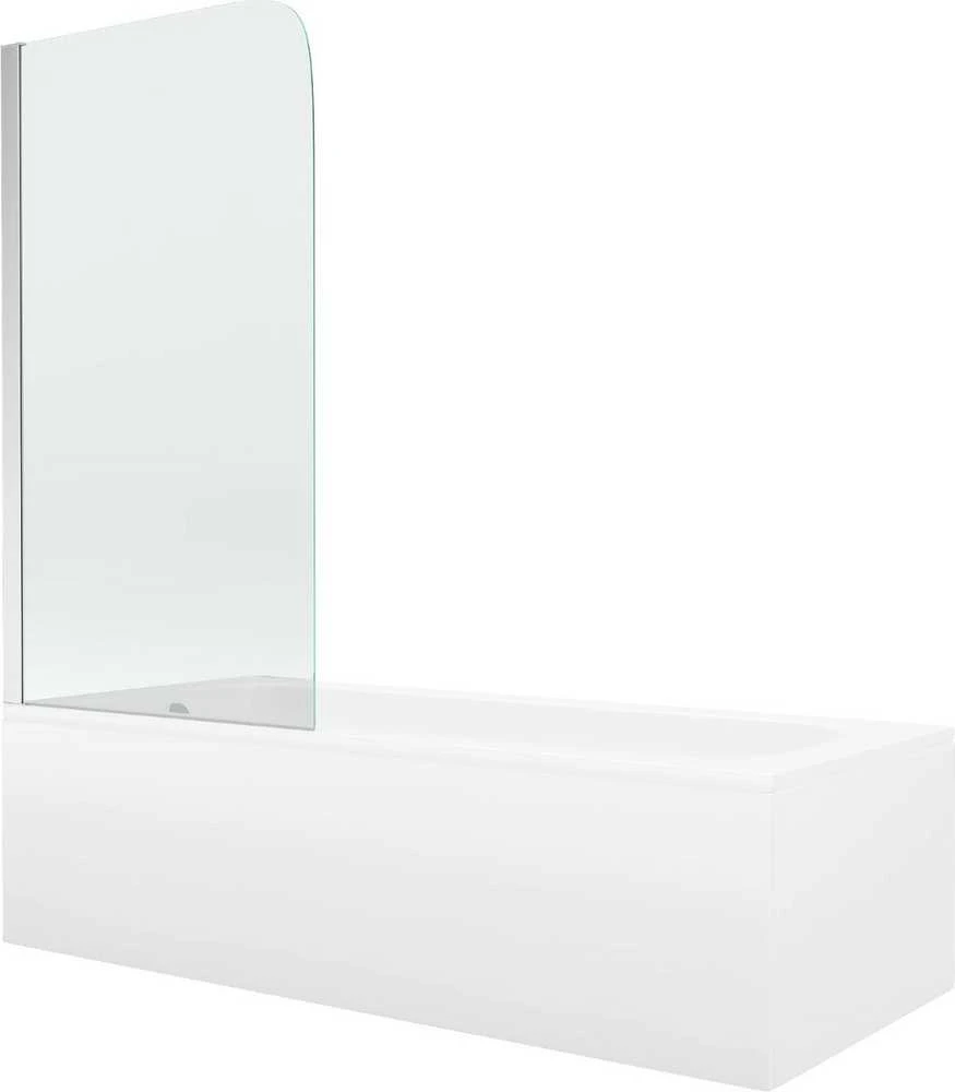 Vonia Mexen Vega su apdaila ir stiklo sienele, 150x70 cm + 70 cm, baltas+I/swing/chrome