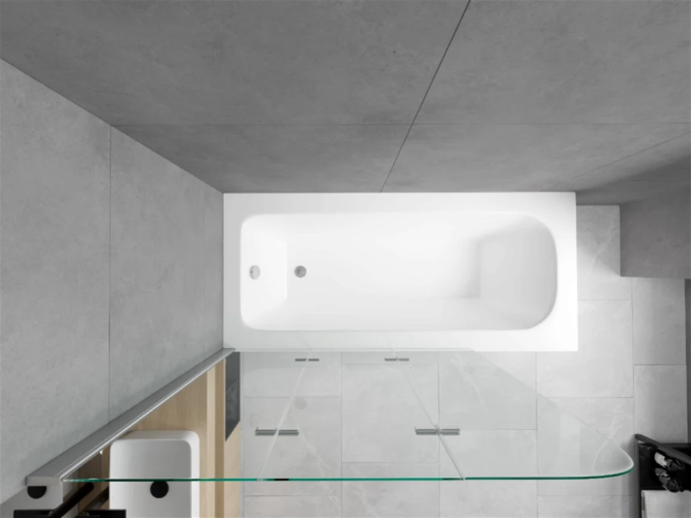 Vonia Mexen Vega su apdaila ir stiklo sienele, 170x70 cm + 120 cm, baltas+III/fold/chrome
