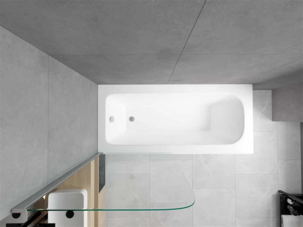 Vonia Mexen Vega su apdaila ir stiklo sienele, 150x70 cm + 80 cm, baltas+I/swing/chrome