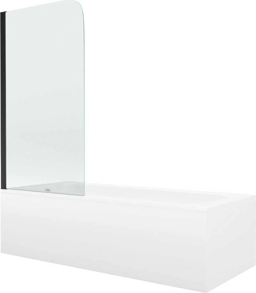 Vonia Mexen Vega su apdaila ir stiklo sienele, 160x70 cm + 70 cm, baltas+I/swing/juodas