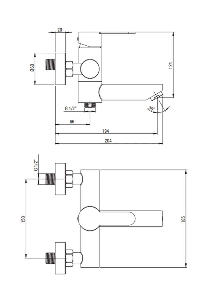 Vonios maišytuvas Deante Lupo BLU_F10M, Steel