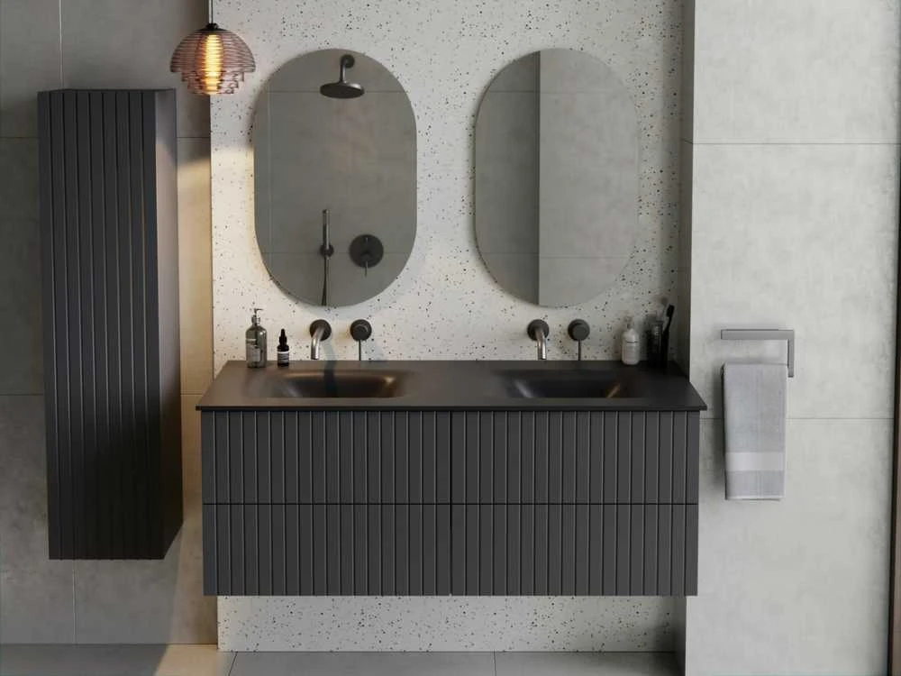 Vonios spintelė Besco Akya Linea, 130 x 33 x 30 cm, Gun Metal Matt