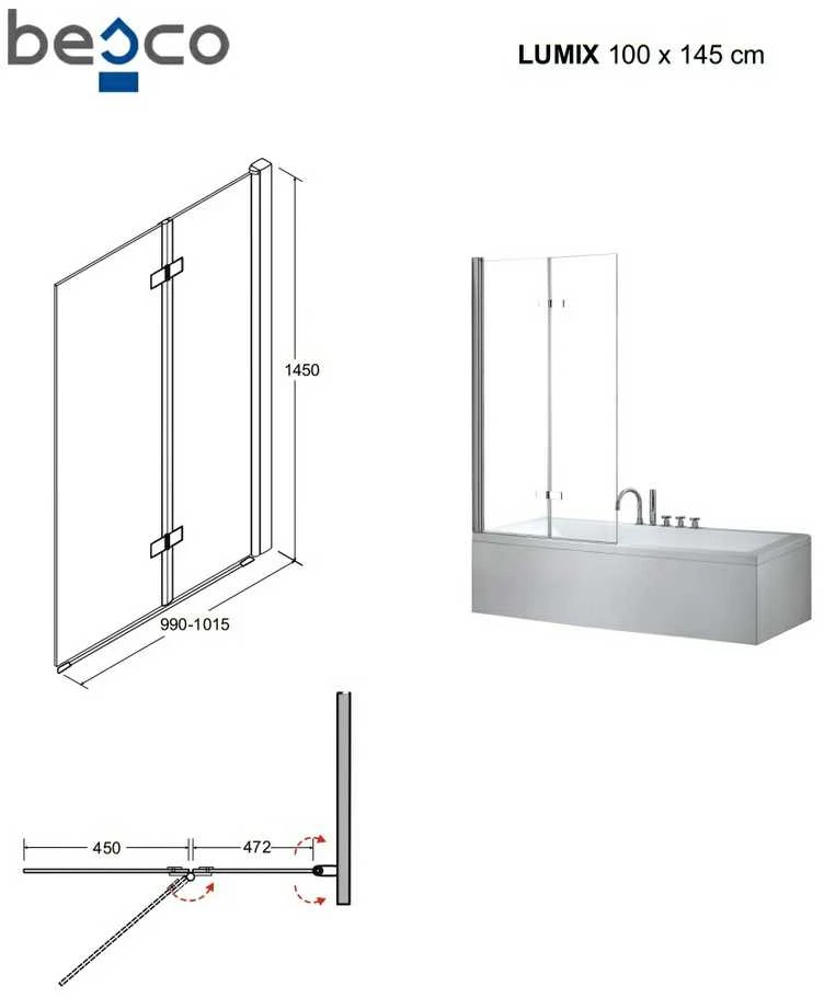 Vonios sienelė Besco Lumix PLB-2S