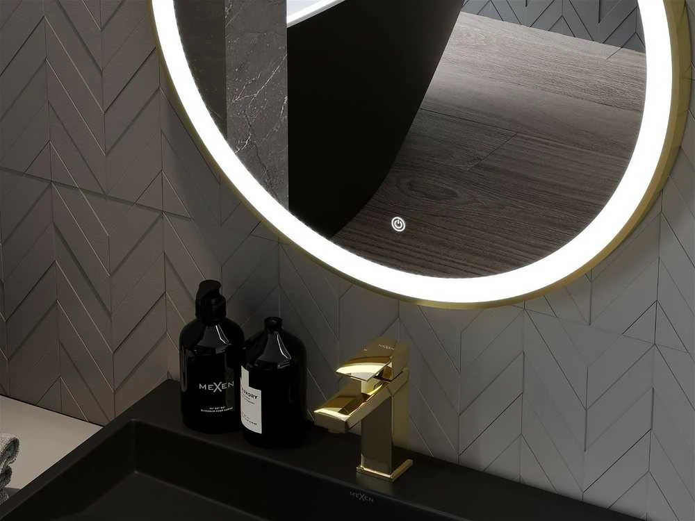 Vonios veidrodis Mexen Esso Gold su LED apšvietimu ir apsauga nuo rasojimo, 80 cm