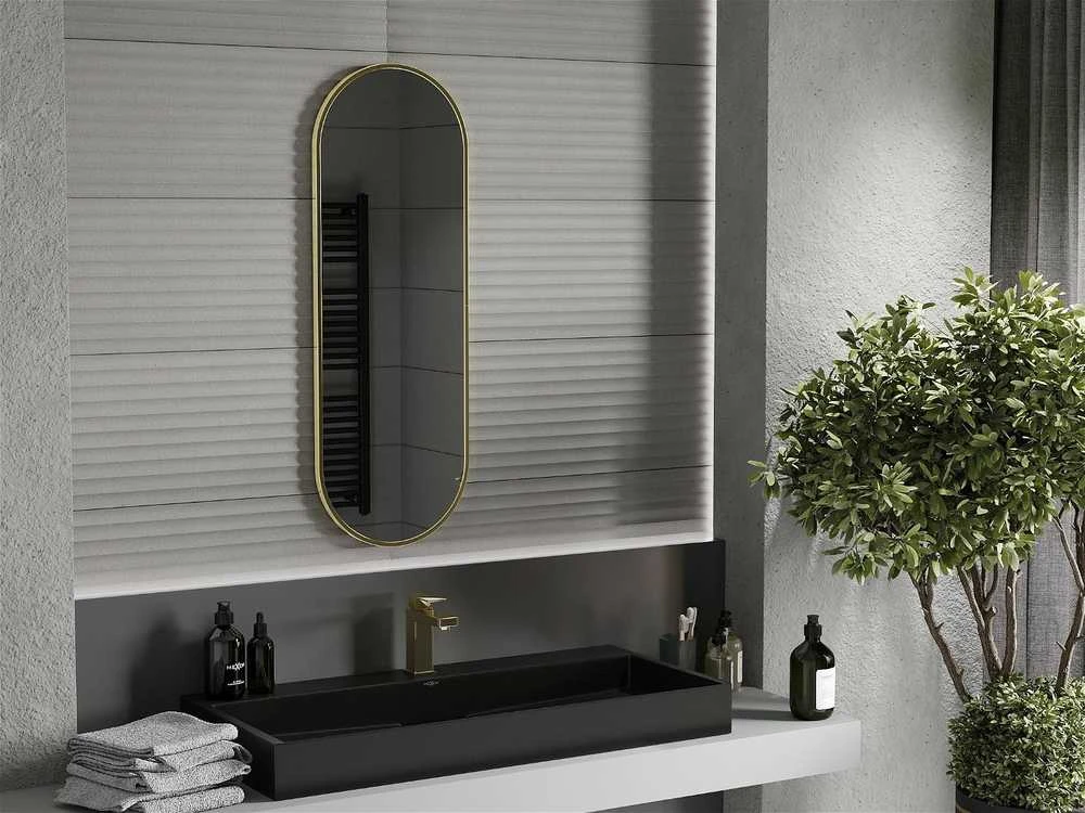 Vonios veidrodis Mexen Loft Oval, 100 x 35 cm, Gold