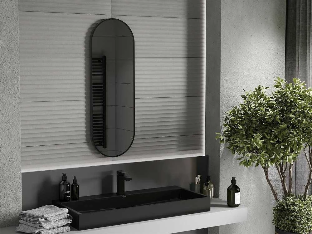 Vonios veidrodis Mexen Loft Oval, 100 x 35 cm, Juodas