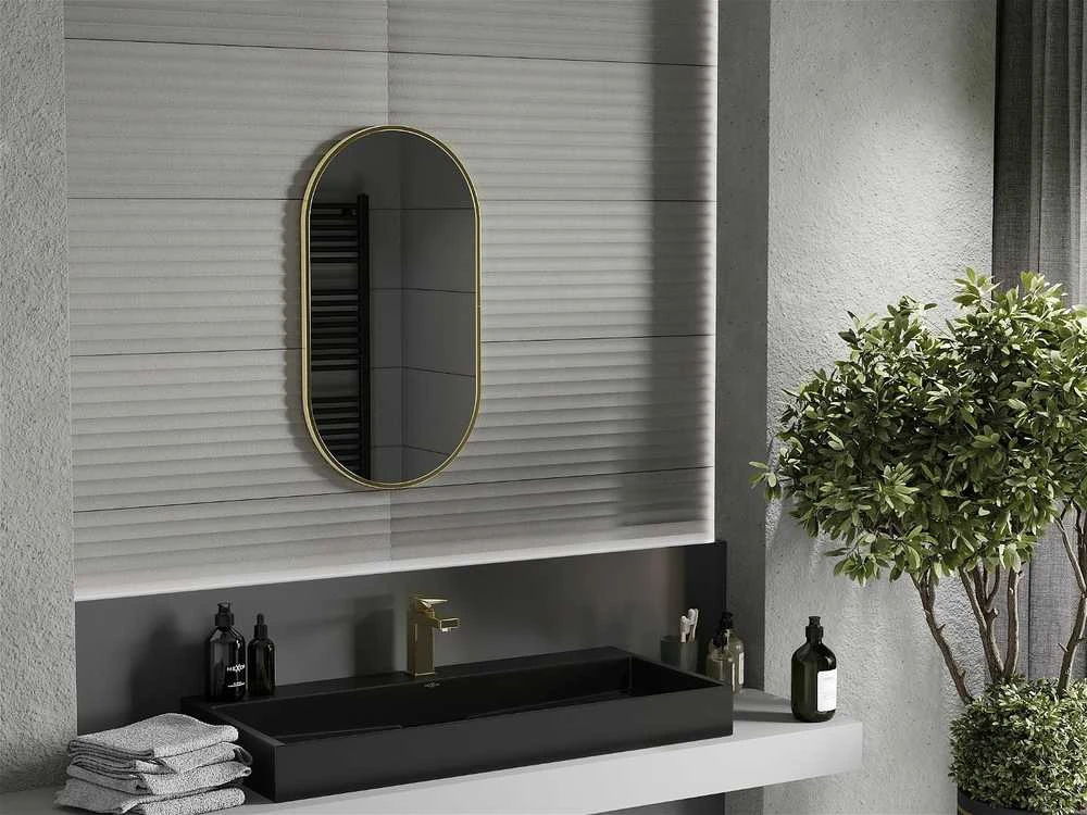 Vonios veidrodis Mexen Loft Oval, 75 x 40 cm, Gold