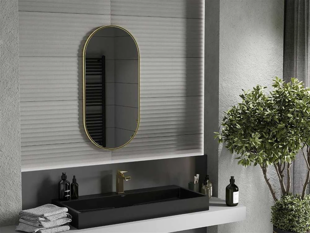 Vonios veidrodis Mexen Loft Oval, 90 x 45 cm, Gold