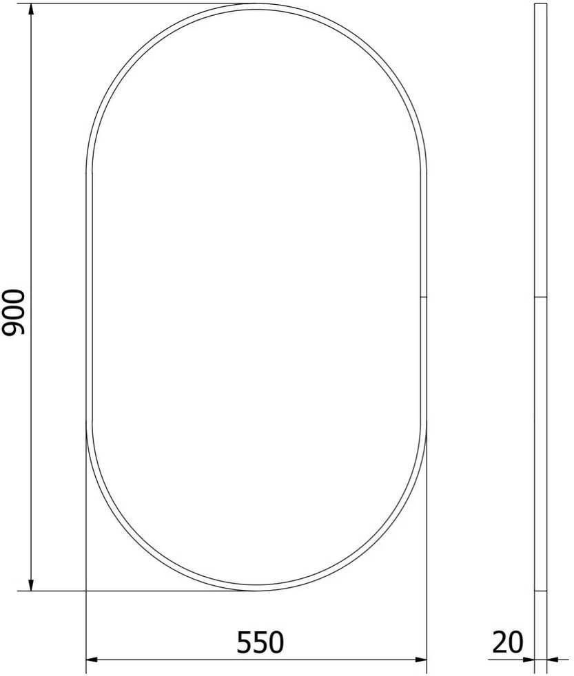 Vonios veidrodis Mexen Loft Oval, 90 x 55 cm, Gold