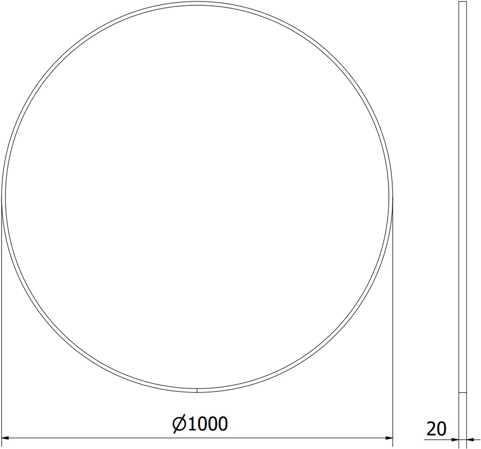 Vonios veidrodis Mexen Loft Round, 100 cm, Baltas