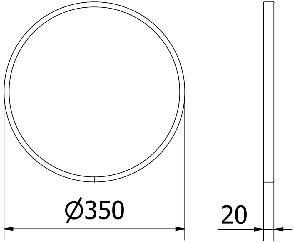Vonios veidrodis Mexen Loft Round, 35 cm, Juodas
