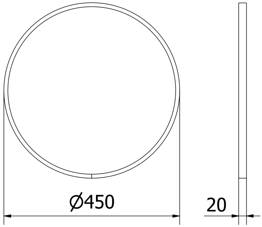 Vonios veidrodis Mexen Loft Round, 45 cm, Juodas