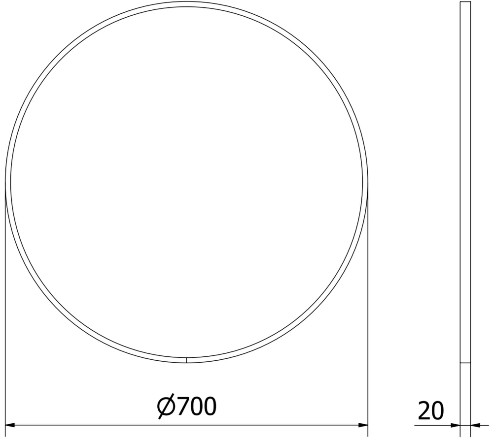 Vonios veidrodis Mexen Loft Round, 70 cm, Baltas