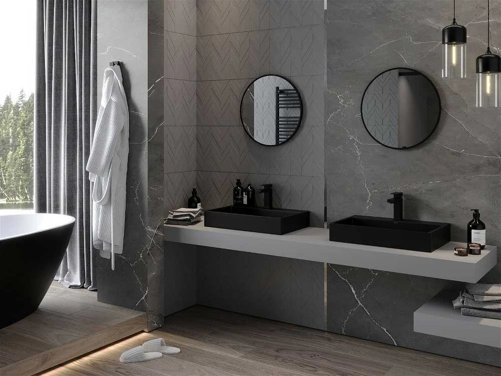 Vonios veidrodis Mexen Loft Round, 75 cm, Juodas