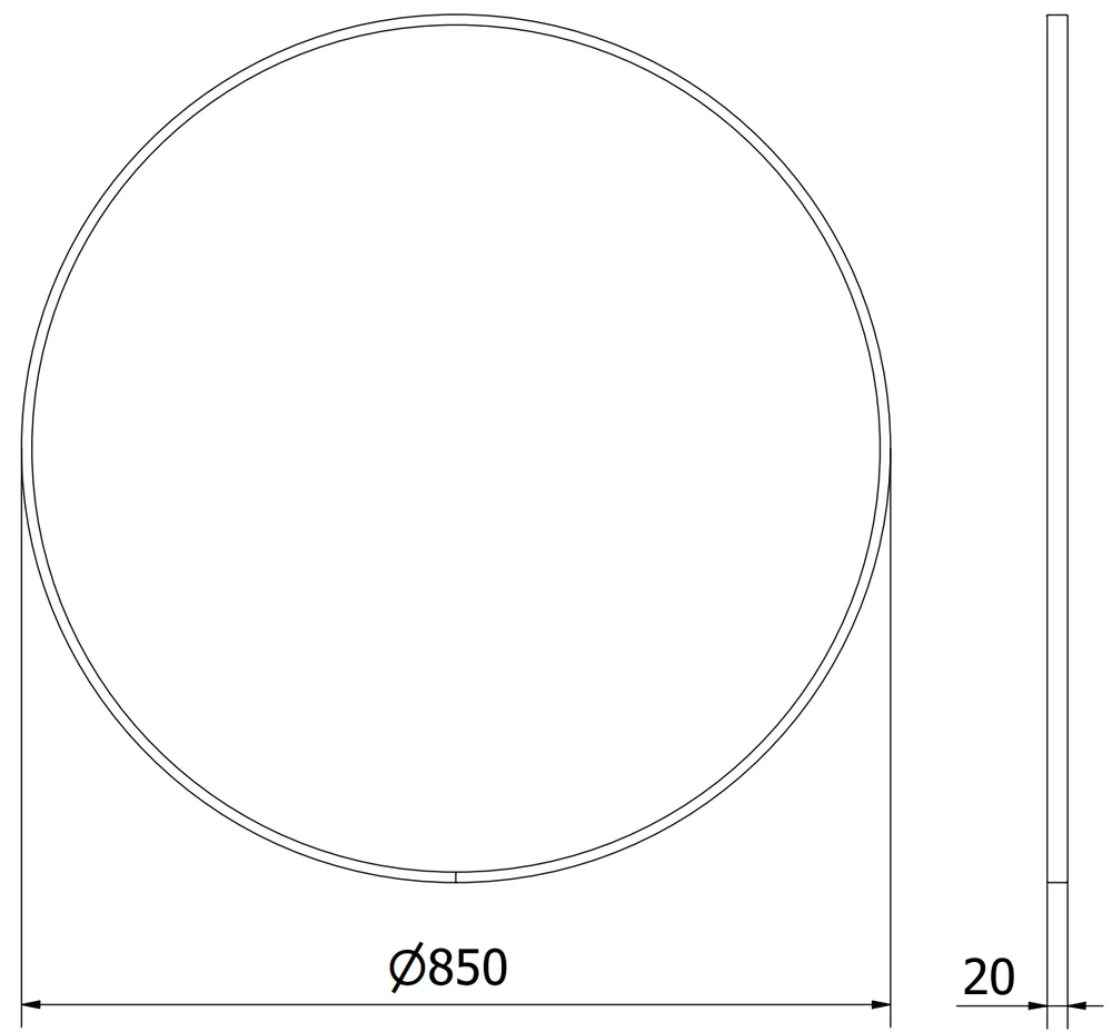 Vonios veidrodis Mexen Loft Round, 85 cm, Juodas