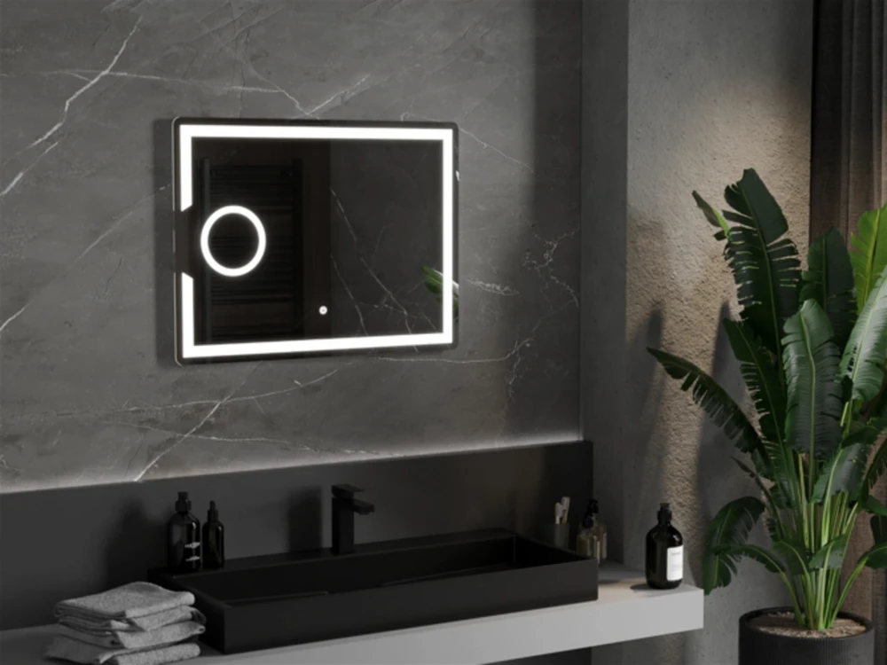 Vonios veidrodis Mexen Onyx su LED apšvietimu ir šildymo kilimėliu, 80 x 60 cm