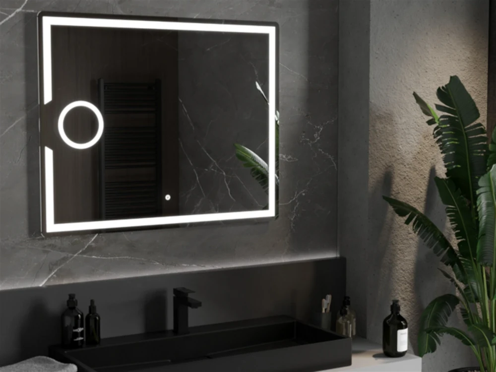 Vonios veidrodis Mexen Onyx su LED apšvietimu ir šildymo kilimėliu, 100 x 80 cm
