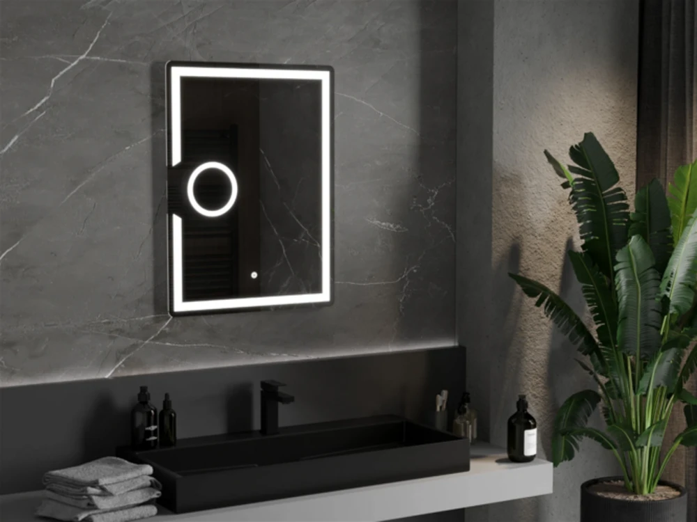 Vonios veidrodis Mexen Onyx su LED apšvietimu ir šildymo kilimėliu, 60 x 80 cm