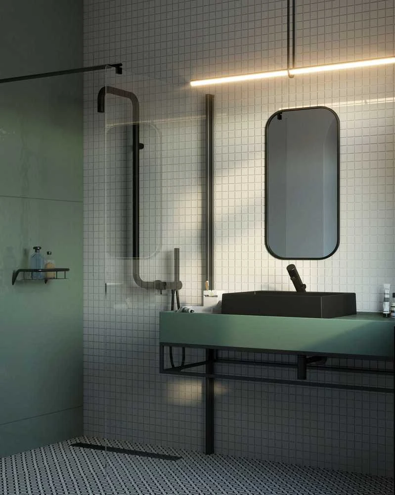 Walk-in dušo sienelė Deante Kerria Plus, 110 cm, Nero