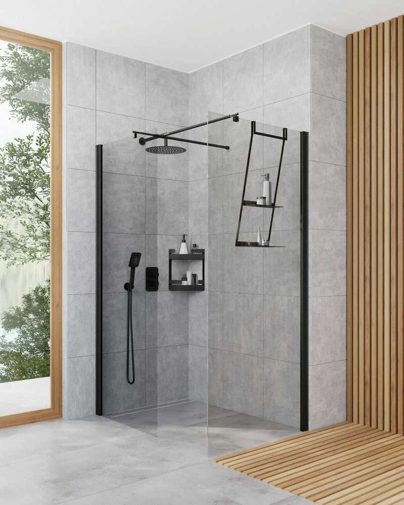 Walk-in dušo sienelė Deante Kerria Plus, 90 cm, Nero