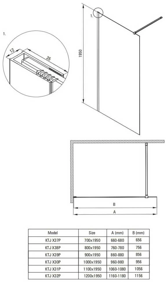 Walk-in dušo sienelė Deante Prizma, Brushed steel, 100x195 cm