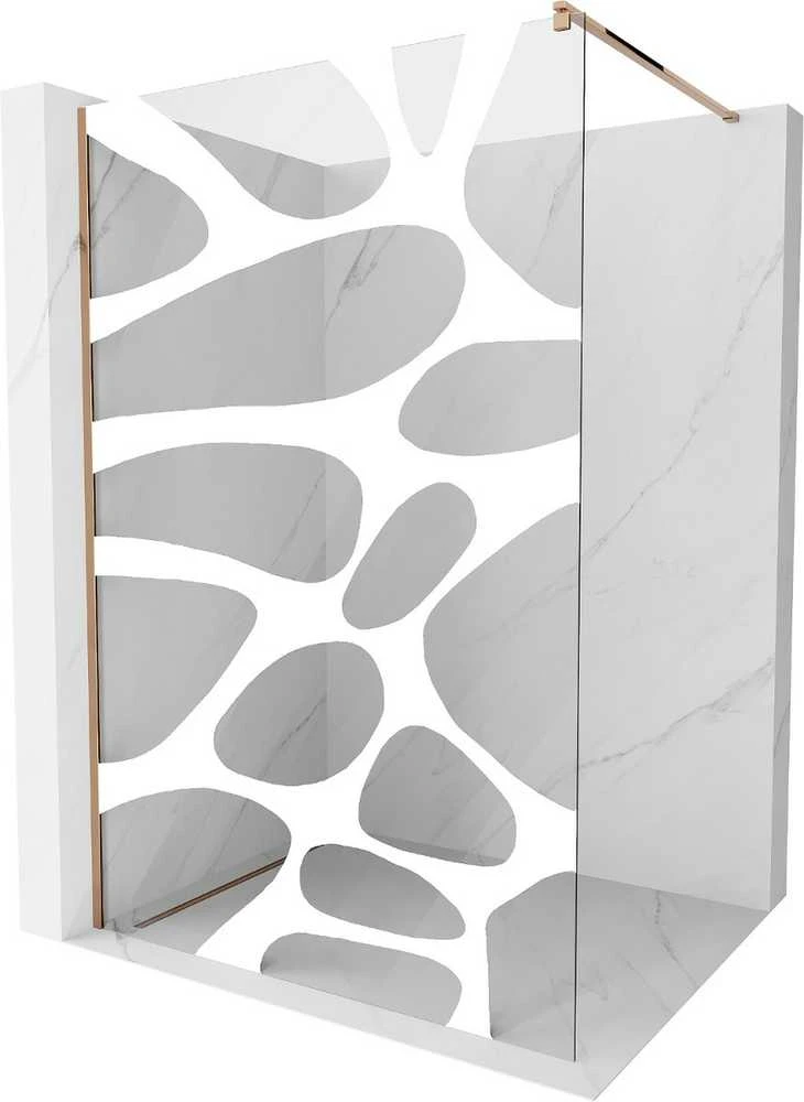 Walk-in dušo sienelė Mexen Kioto, Baltas pattern/Rose Gold, 120 x 200 cm