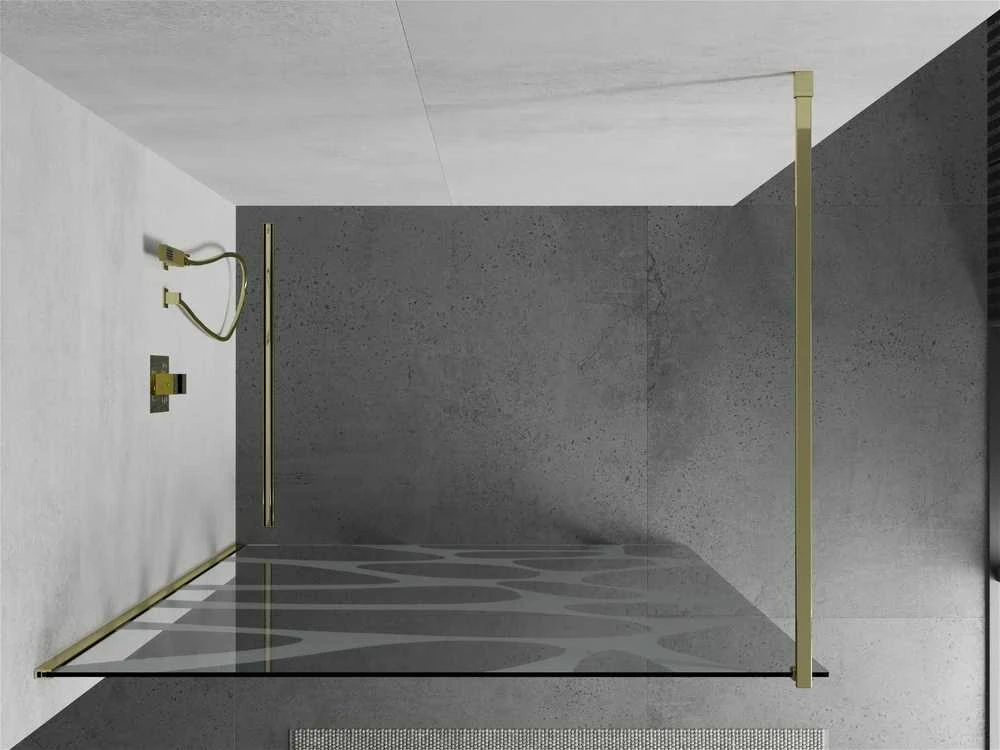 Walk-in dušo sienelė Mexen Kioto, Baltas pattern/Gold, 90 x 200 cm
