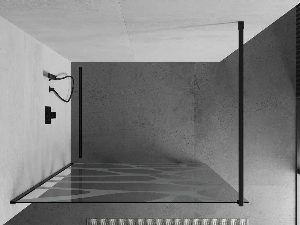 Walk-in dušo sienelė Mexen Kioto, Baltas pattern/Juodas, 110 x 200 cm