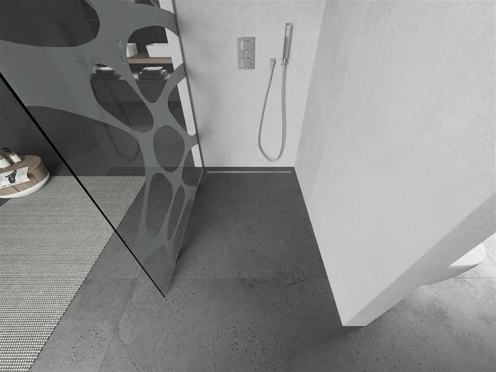 Walk-in dušo sienelė Mexen Kioto, Baltas pattern/Chrome, 100 x 200 cm