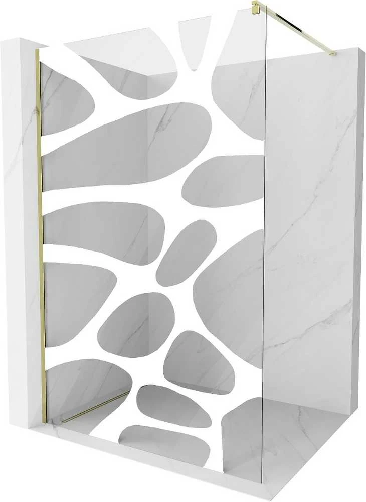 Walk-in dušo sienelė Mexen Kioto, Baltas pattern/Gold, 100 x 200 cm