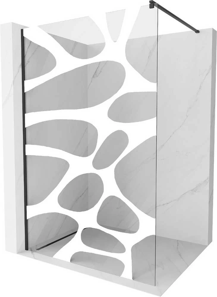 Walk-in dušo sienelė Mexen Kioto, Baltas pattern/Juodas, 110 x 200 cm