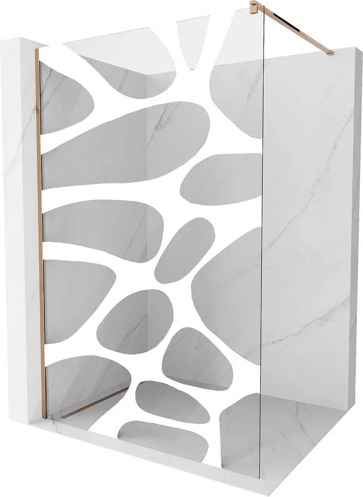 Walk-in dušo sienelė Mexen Kioto, Baltas pattern/Rose Gold, 80 x 200 cm