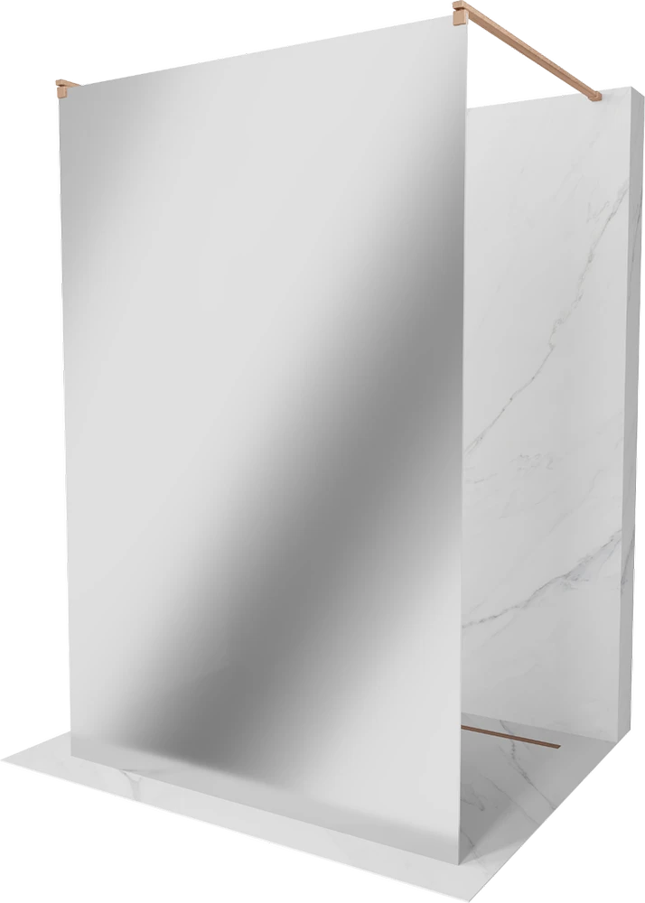 Walk-in dušo sienelė Mexen Kioto, Brushed copper, veidrodinis stiklas, 100 x 200 cm