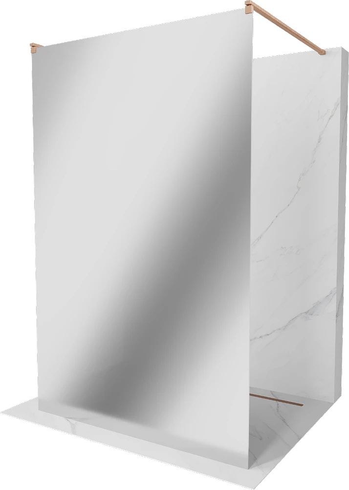 Walk-in dušo sienelė Mexen Kioto, Brushed copper, veidrodinis stiklas, 120 x 200 cm