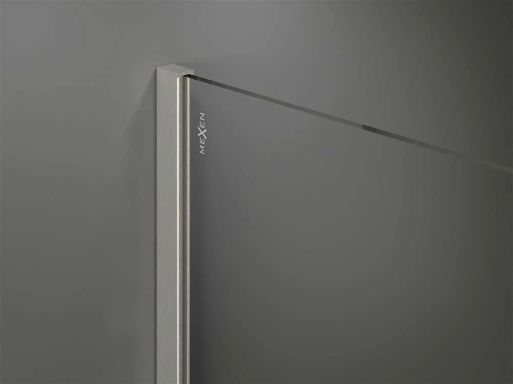 Walk-in dušo sienelė Mexen Kioto, Brushed nickel, skaidrus stiklas, 170 x 200 cm