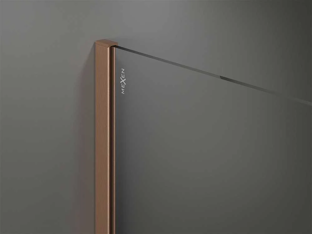 Walk-in dušo sienelė Mexen Kioto, Brushed copper, skaidrus stiklas, 55 x 200 cm