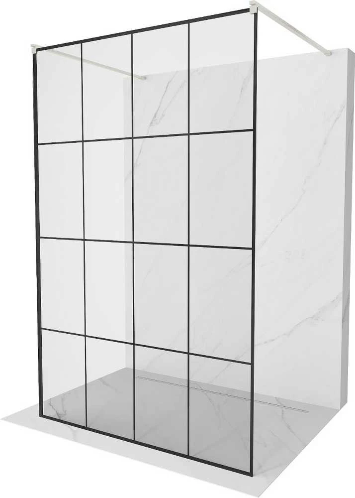 Walk-in dušo sienelė Mexen Kioto, Brushed nickel, juodas raštas, 150 x 200 cm