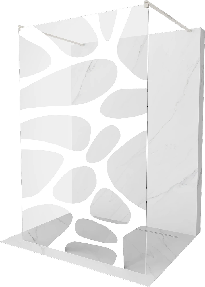 Walk-in dušo sienelė Mexen Kioto, Brushed nickel, baltas raštas, 110 x 200 cm