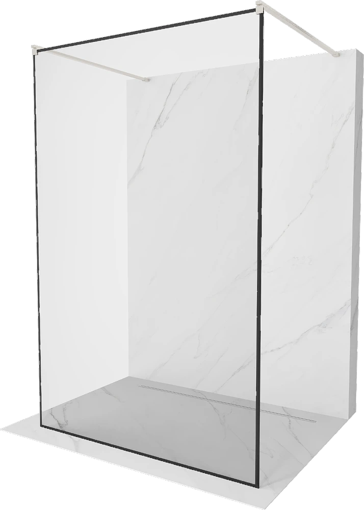 Walk-in dušo sienelė Mexen Kioto, Brushed nickel, juodas raštas, 110 x 200 cm